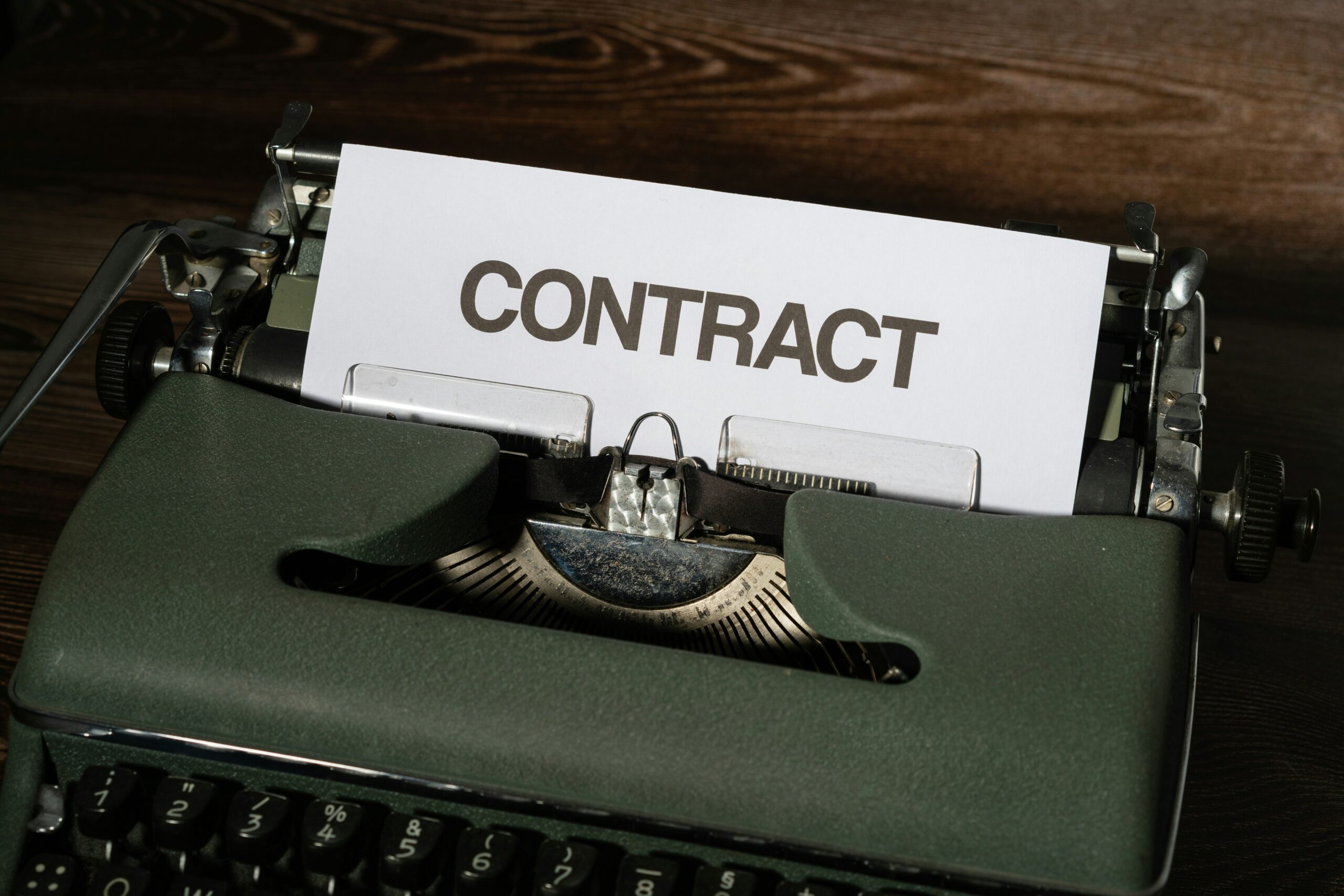 contract typed out on a typwriter